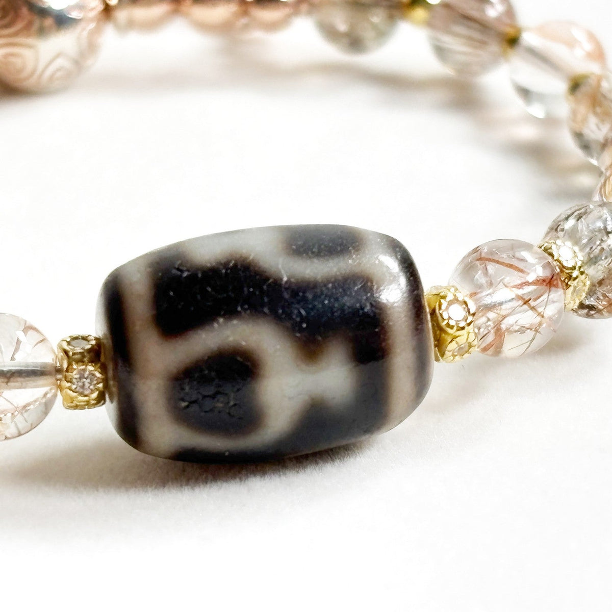 Nectar Dzi Bead w/ Blackgold Super Seven Quartz Bangle