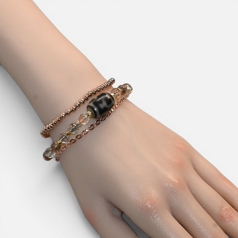 Nectar Dzi Bead w/ Blackgold Super Seven Quartz Bangle