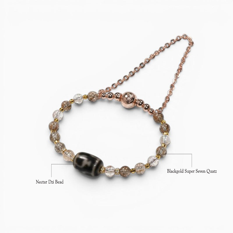 Nectar Dzi Bead w/ Blackgold Super Seven Quartz Bangle