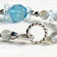 Aquamarine Charm + Grey Moonstone w/ Blue Topaz Bracelet