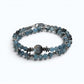 Black Sunstone w/ Devil Blue Aquamarine Dual -Loop Bracelet