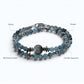 Black Sunstone w/ Devil Blue Aquamarine Dual -Loop Bracelet