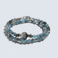 Black Sunstone w/ Devil Blue Aquamarine Dual -Loop Bracelet