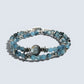 Black Sunstone w/ Devil Blue Aquamarine Dual -Loop Bracelet