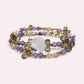 White Phantom Quartz Charm + Amethyst + Citrine w/ Freshwater Pearl Dual- Loop Bracelet