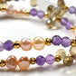 White Phantom Quartz Charm + Amethyst + Citrine w/ Freshwater Pearl Dual- Loop Bracelet