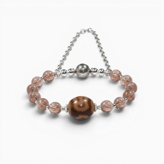 Garuda Dzi Bead w/ Red Rutilated Quartz Bangle
