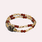 Tiger Tooth Dzi Bead + Garnet w/ Citrine Dual-Loop Bracelet