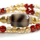 Tiger Tooth Dzi Bead + Garnet w/ Citrine Dual-Loop Bracelet