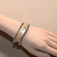 Rainbow Clear Quartz Charm +Green Moonstone Quartz  w/ Citrine Bracelet