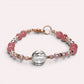 Rainbow Clear Quartz Charm +  Guava Quartz w/ Freshwater Pearl Bracelet