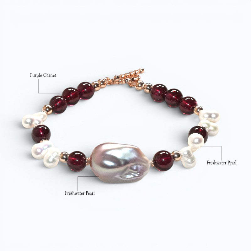 Freshwater Pearl w/ Purple Garnet Bracelet