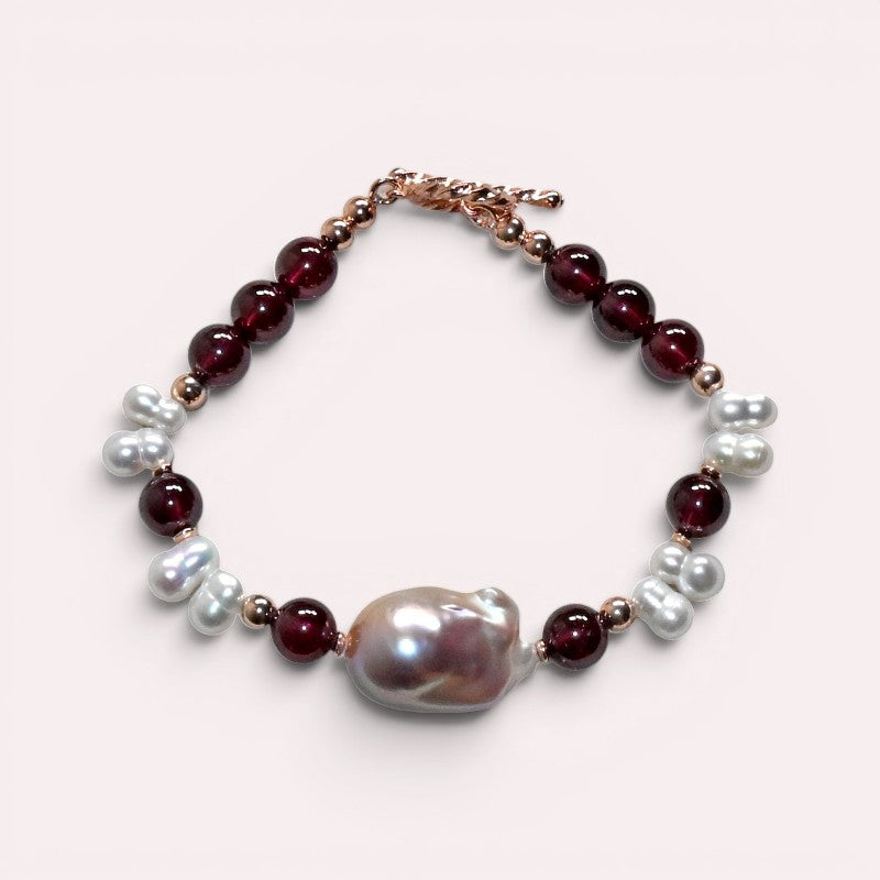 Freshwater Pearl w/ Purple Garnet Bracelet