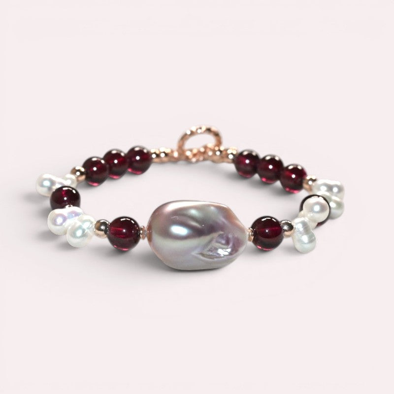 Freshwater Pearl w/ Purple Garnet Bracelet
