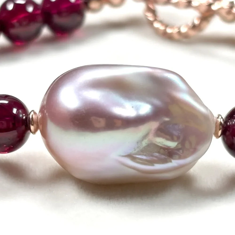 Freshwater Pearl w/ Purple Garnet Bracelet