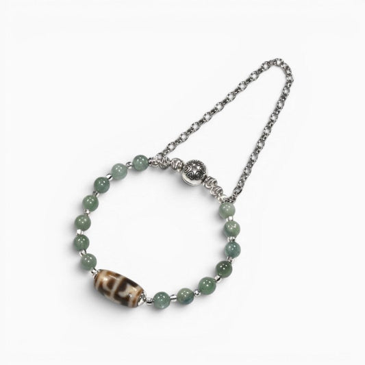 Wujie Boundless Dzi Bead w/ Green Kyanite Bangle