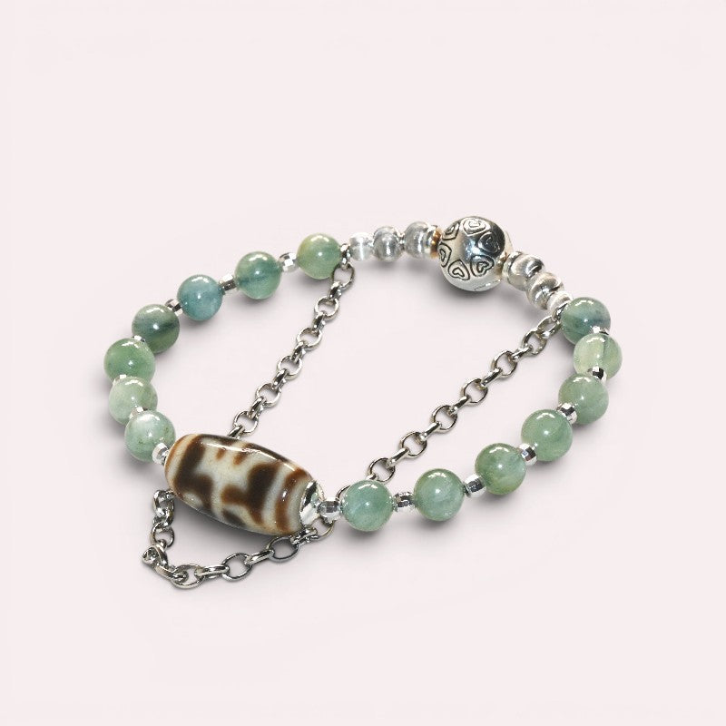 Wujie Boundless Dzi Bead w/ Green Kyanite Bangle