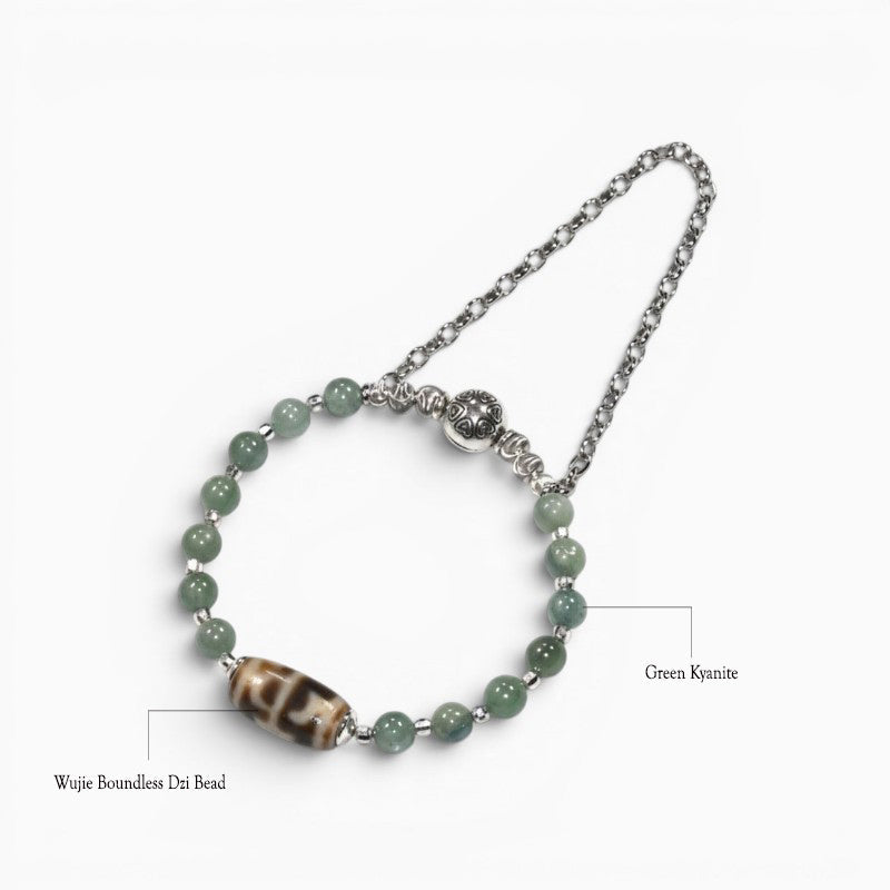 Wujie Boundless Dzi Bead w/ Green Kyanite Bangle