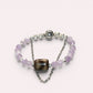 Tiger Tooth Dzi Bead w/ Lavender Quartz Bangle