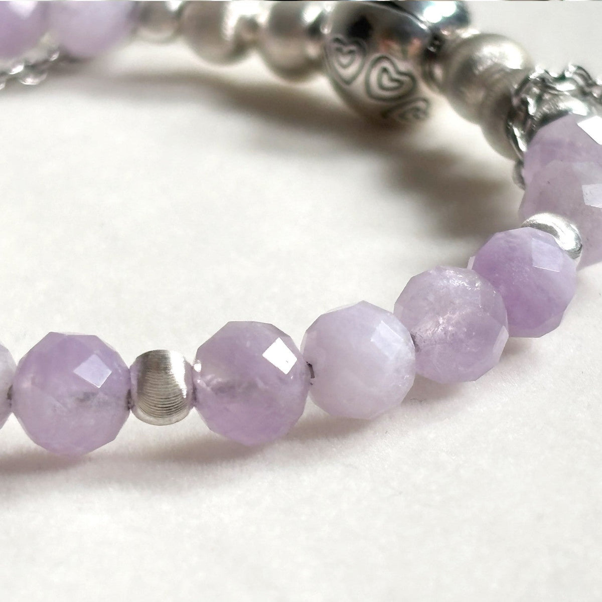 Tiger Tooth Dzi Bead w/ Lavender Quartz Bangle