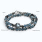 Black Sunstone w/ Devil Blue Aquamarine Dual -Loop Bracelet