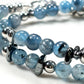 Black Sunstone w/ Devil Blue Aquamarine Dual -Loop Bracelet
