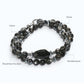 Blackgold Super Seven Quartz Charm w/ Black Skeletal Sunstone Dual -Loop Bracelet