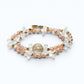 Golden Rutilated Quartz Charm + Mozambique Rose Quartz + Moonstone w/ Freshwater Pearl Dual- Loop Bracelet