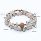 Alashan Agate Charm + Pink Morganite +Aquamarine w/ Freshwater Pearl Dual- Loop Bracelet