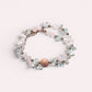 Alashan Agate Charm + Pink Morganite +Aquamarine w/ Freshwater Pearl Dual- Loop Bracelet