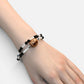 Vajra Four Eye Dzi Bead + Black Tourmaline w/ Moonstone Dual-Loop Bracelet