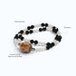 Vajra Four Eye Dzi Bead + Black Tourmaline w/ Moonstone Dual-Loop Bracelet
