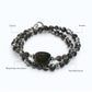 Blackgold Super Seven Quartz Charm w/ Black Skeletal Sunstone Dual -Loop Bracelet