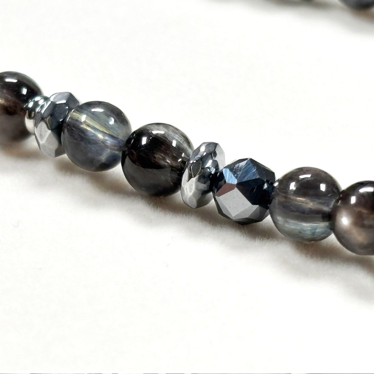 Blackgold Super Seven Quartz Charm w/ Black Skeletal Sunstone Dual -Loop Bracelet