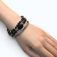 Blackgold Super Seven Quartz Charm w/ Black Skeletal Sunstone Dual -Loop Bracelet
