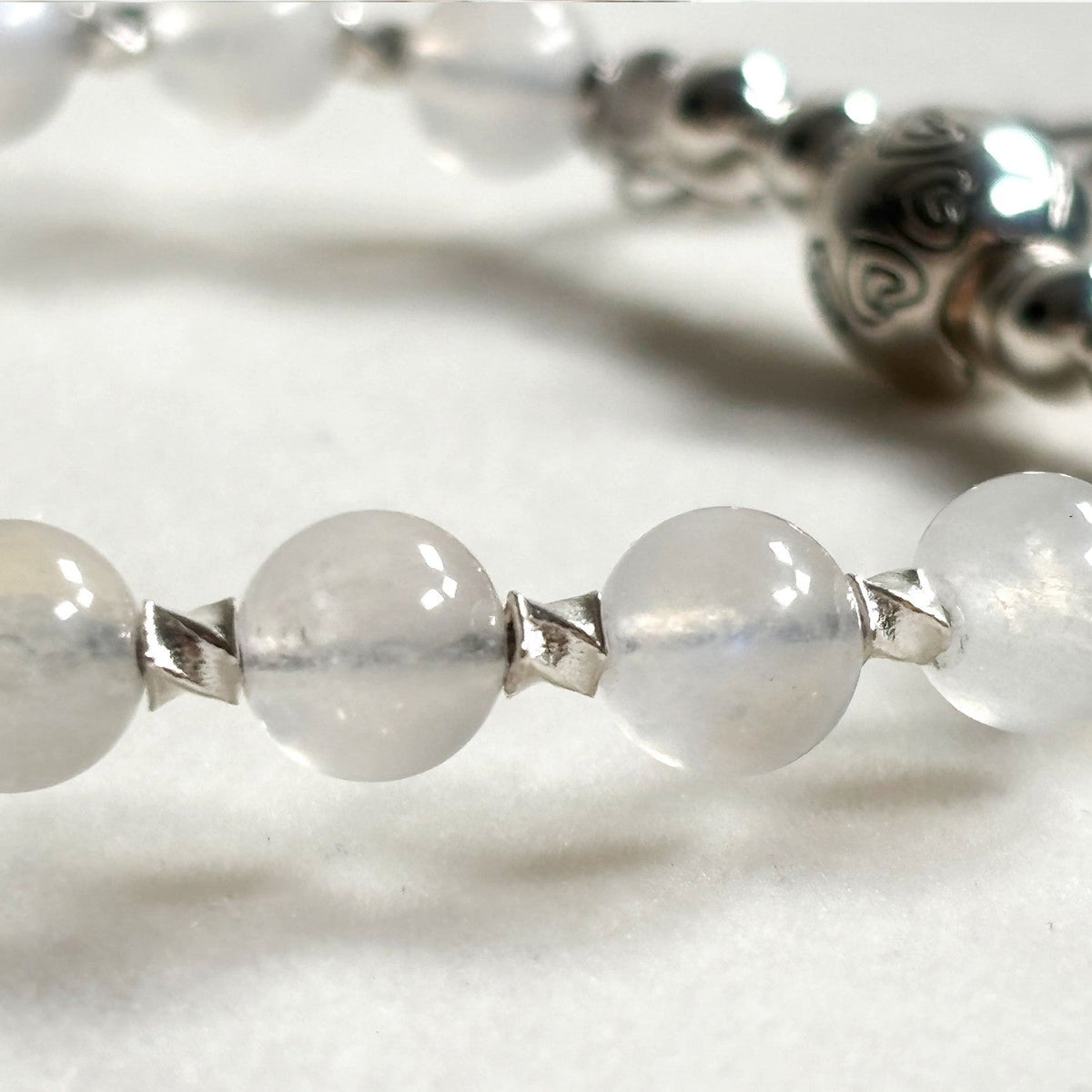 Double Tiger Tooth Dzi Bead w/ Moonstone Bangle