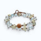 Alashan Agate Charm + Blue Topaz+ Prehnite w/ Freshwater Pearl Dual- Loop Bracelet