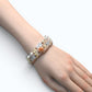 Alashan Agate Charm + Blue Topaz+ Prehnite w/ Freshwater Pearl Dual- Loop Bracelet