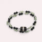 Black & White Dzi Bead + Hypersthene w/ Peridot Dual-Loop Bracelet