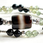 Black & White Dzi Bead + Hypersthene w/ Peridot Dual-Loop Bracelet