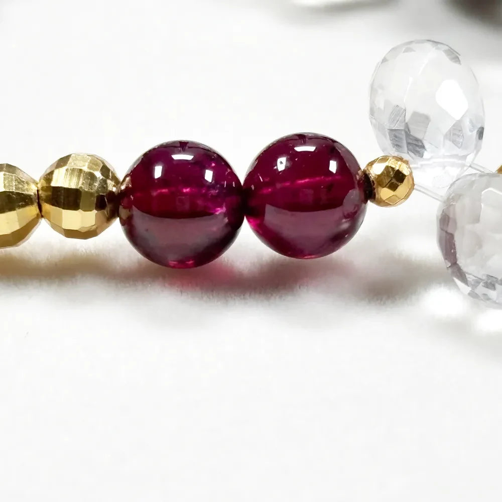 Auralite 23 Charm + Purple Garnet+ Clear Quartz w/ Freshwater Pearl Bracelet