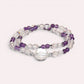 Clear Quartz Charm + Amethyst w/ Mozambique Rose Quartz Dual- Loop Bracelet