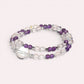 Clear Quartz Charm + Amethyst w/ Mozambique Rose Quartz Dual- Loop Bracelet