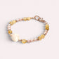 White Rabbit Fur Quartz Charm + Golden Titanium Rutilated w/ Freshwater Pearl Bracelet