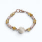White Rabbit Fur Quartz Charm + Golden Titanium Rutilated w/ Freshwater Pearl Bracelet