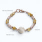 White Rabbit Fur Quartz Charm + Golden Titanium Rutilated w/ Freshwater Pearl Bracelet