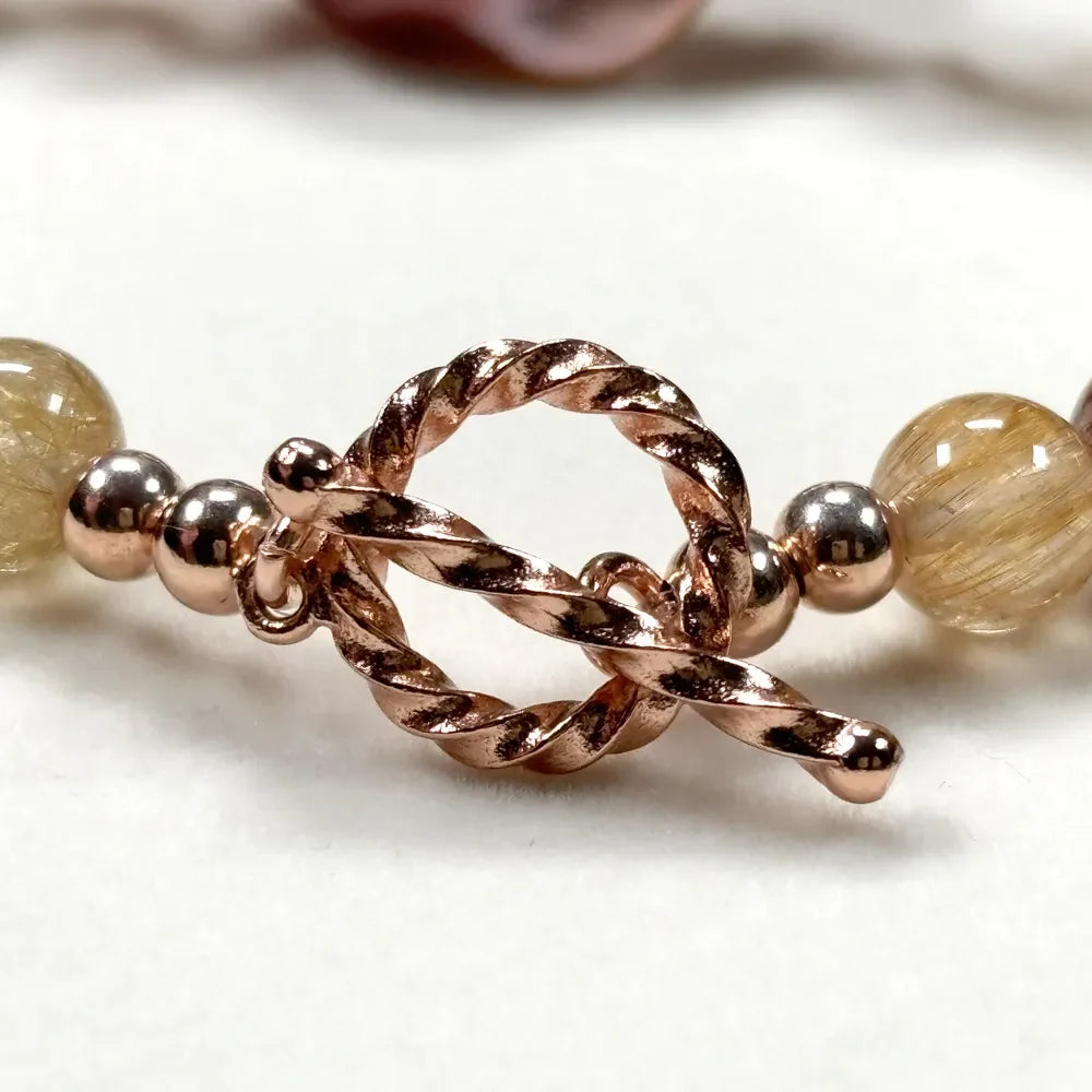 Freshwater Pearl w/ Rainbow Rutilated Quartz Bracelet