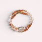 Red Rabbit Fur Quartz + Golden Sunstone+ Moonstone w/ Freshwater Pearl Dual- Loop Bracelet