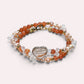Red Rabbit Fur Quartz + Golden Sunstone+ Moonstone w/ Freshwater Pearl Dual- Loop Bracelet
