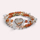 Red Rabbit Fur Quartz + Golden Sunstone+ Moonstone w/ Freshwater Pearl Dual- Loop Bracelet